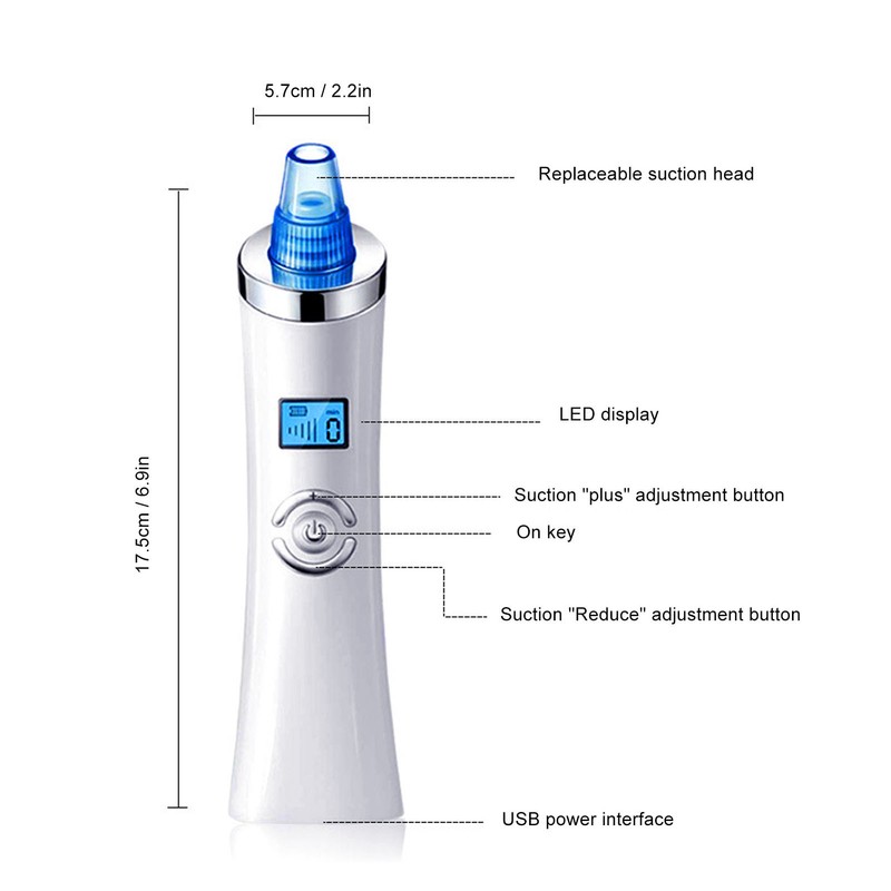 Electric Blackhead Remover LCD Display Strong Suction Compact Facial Pore