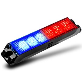 LAMPHUS NanoFlare 5" 6W Blue Red LED Surface Mount Police Grill Strobe Warning Lights [SAE Class 1] 12V Rectangle Grille Flashing Emergency Fire Light Head for Under Cover Vehicle Car Truck