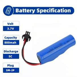 2 Pcs 3.7V 800mah 5C Li-ion Battery SM-2P Plug with 2 Pcs USB Chargers for E35 DE38 DE40 DE50 DE55 TB202 TM141 Double Sided RC Stunt Car Tumbling Amphibious RC Car