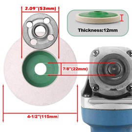 ATOPLEE Thickened 12mm Wool Polishing Wheel Disc,5pcs 4-1/2" x 7/8" Arbor Buffing Wheel for 4.5 Inch Angle Grinder,Wool Felt Polishing Wheel for Metal,Marble,Wood（Hole Diameter:22mm,Thickness:12mm）