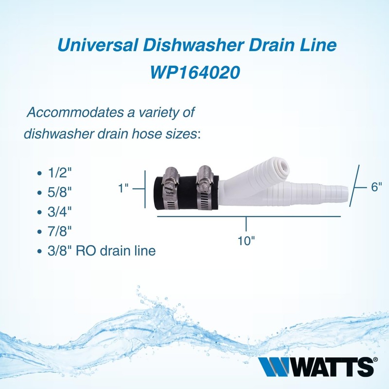 Watts Premier Universal Dishwasher / Drain Line to Garbage Disposal