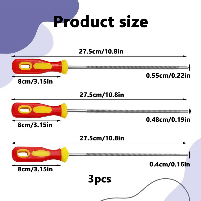 Chainsaw File,3 PCS Chainsaw Files,Professional Round Chainsaw Sharpener for Chainsaw
