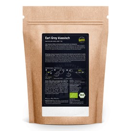 Biotiva Darjeeling Earl Grey Black Tea 250g Organic - Loose Black Tea - Refined with Bergamot Oil - Tangy, Harmonious Aroma - Bottled and Controlled in Germany (DE-ÖKO-005)