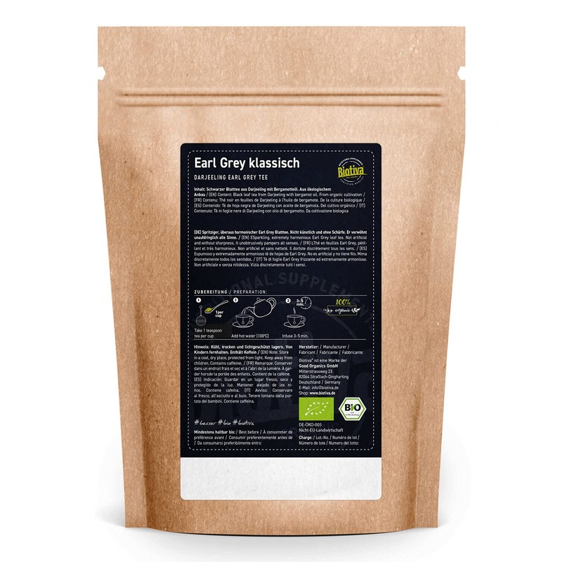 Biotiva Darjeeling Earl Grey Black Tea 250g Organic - Loose