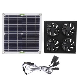 Solar Panel Fan Kit Monocrystalline Silicon Solar Panel Weatherproof 4 Fan for Small Chicken Coops Greenhouses Sheds Pet Houses Window Exhaust