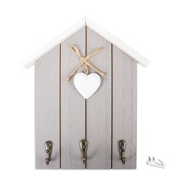 Nwvuop Wooden Key Holder with 3 Hooks, Wall Mounted Key Hook for Home Enterway Decoration(Grey)