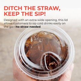 Clear Lids with Extra-Wide Opening (50 Pack) – Fits 4 Inch Cups – PET Plastic, Sip-Through lids, Ideal for Iced Coffee, Bubble Tea, Smoothies, Cold Drinks
