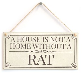 Meijiafei A House is Not A Home Without A Rat - Home Accessory Gift Sign/Plaque for Rat Lovers 10"x5"