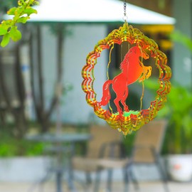 Horse Wind Spinners Horse Gifts for Women/Girls/Men 12 inch 3D Stainless Steel Hanging Wind Spinner Metal Wind Catchers Kinetic Sculpture for Indoor/Outdoor Decor, Yard Art, Garden Decorations