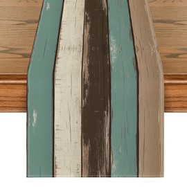Artoid Mode Blue Planken Antique Old Rustic Wood Autumn Table Runner, Seasonal Kitchen Table Decoration, Indoor, Holiday, Party Decor, 40 x 240 cm
