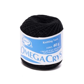 OMEGACRYS [40grs] - Fine Crystal Yarn by Omega Great for All Crafts - Color 05-Black 202