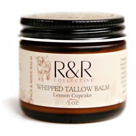 Handmade Tallow Balm (Lemon Cupcake)- 100% Grass Fed Beef Tallow for Skin Care- 100% Natural Whipped Tallow Balm- Sensitive & Dry Skin, Eczema, Psoriasis- 2 FL. oz