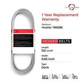 789388 Deck Belt Replacement for Hustler, Length 152", Heavy-Duty, Durable, Aramid Cord Belt Replaces 789388, 484088, 041-1490-00 on Hustler Mini Z, Super Z, X-One, FasTrak Series Zero Turn Lawn Mower