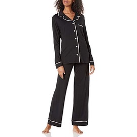 Cosabella Women's Bella Relaxed Long Sleeve Top & Pants Pajama Set, Black/Ivory, Medium