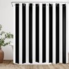 MYUSRE 4 Piece Black and White Striped Shower Curtain Set