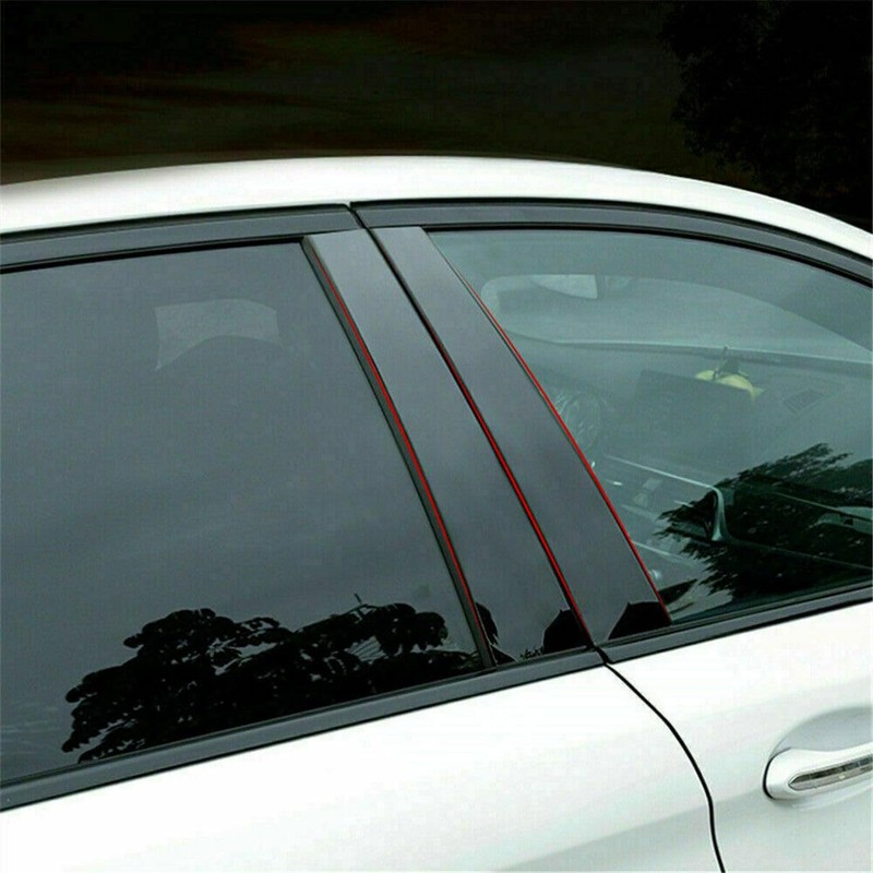 RONTCOS 6pcs Gloss Black Pillar Post Door Window Trim Cover