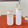 Sublimation Blank Beer Glass Cup Can Shaped Frosted with Bamboo