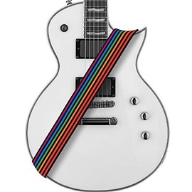 Amumu Guitar Strap Rainbow Stripe Polyester Cotton for Acoustic, Electric and Bass Guitars with Strap Blocks & Headstock Strap Tie