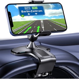 One-handed Operation, Clip Type, In-Car Smartphone Holder, Car Mount, Smartphone Stand, Easy to Put on and Take Off, Portrait and Landscape, 360 Degree Rotation, Stability, Suitable for Dashboards,