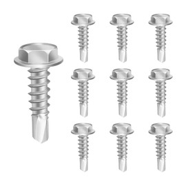 Pack of 150 Stainless Steel Self-Tapping Screws, M4.2 x 16 mm Hexagonal Drilling Screws, Tapping Screws, Trapezoidal Sheet Metal Self-Tapping Screws, Drilling Screws with Hex Head, for Industry, Steel