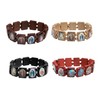 CheeseandU 4pcs Wooden Jesus Virgin Mary Bracelet Saints Rosary Stretch