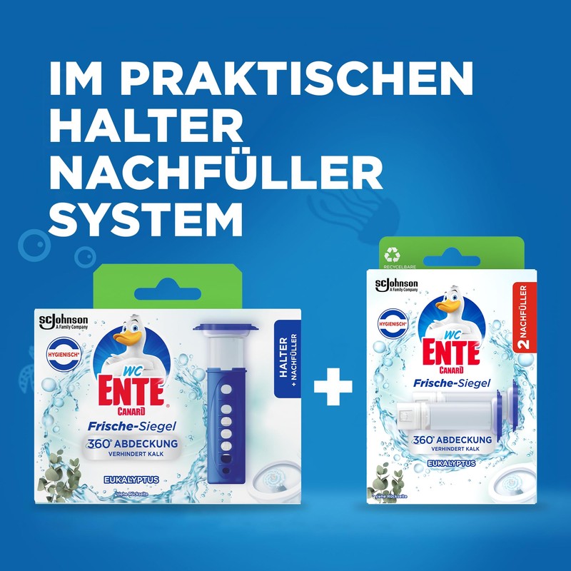 WC-Ente Frische-Siegel Nachfüller mit Bleichkraft, Duft: Eukalyptus, Inhalt: 4er Pack