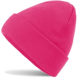 Hatstar Neon Beanie | Costume for Carnival Fancy Dress 80s 90s Party | Women's Hat - Men's Winter Hat Knitted Hat, neon pink