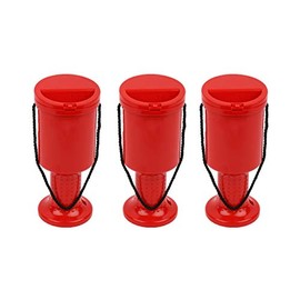 Pack of 3 Rounded Hand Held Plastic Collection Box. Charity Box. Money Donation Box (Red)