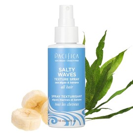 Pacifica Belleza, espray de textura de ondas saladas, espray de sal marina para cabello, ondas playeras, productos para el cabello ondulado, hidratante, aroma a plátano, mejora de rizos, sin parabenos, sin sulfatos, vegano y libre de crueldad