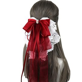 Barrette Clip, Lace Hair Ornament, Ribbon, Super Cute, Charm, Forest Girl, Gothic Lolita, Princess, Hairpin, Tea Party, Cute, Bow, Lolita, Doll, Women's, Girls, Party