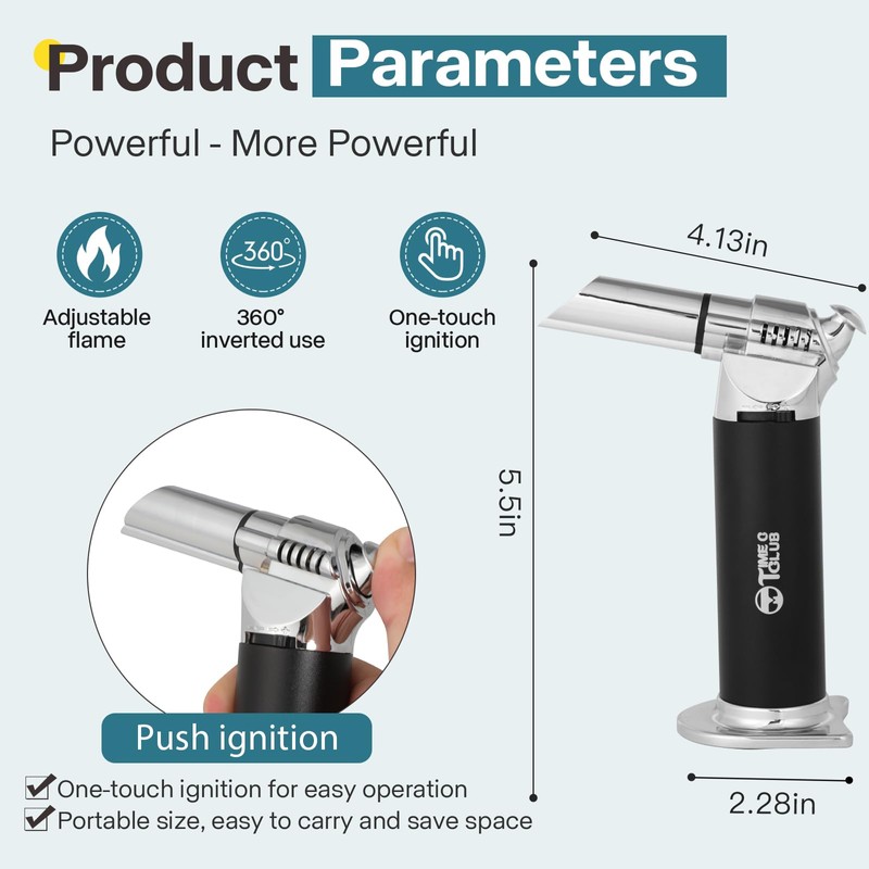Blow Torch, Professional Kitchen Cooking Butane Torch with Safety Lock