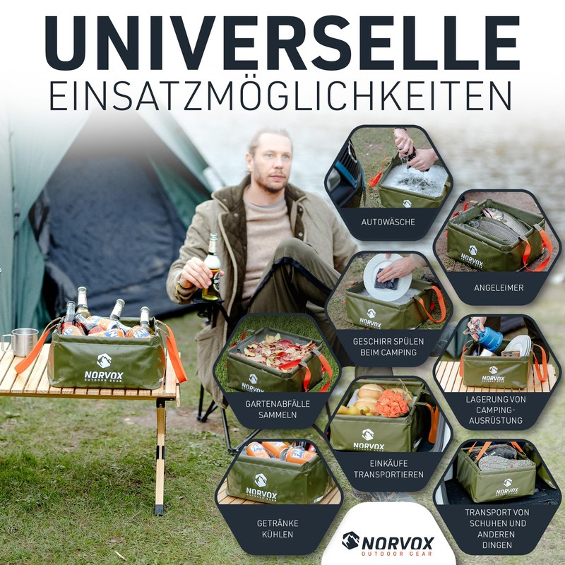 NORVOX Outdoor Folding Bowl – 15 L or 20 L