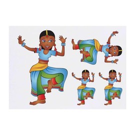 4 x 'Girl Dancing' Temporary Tattoos - Water Resistant, Skin-Safe, Non-Toxic Transfers, Mixed Sizes (TO00074318)