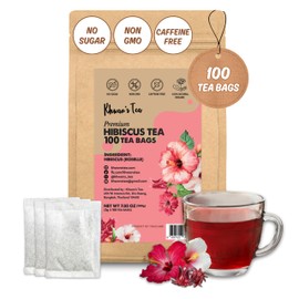 Hibiscus Tea 100 Tea Bags - Dried Edible Hibiscus Flowers Powder Ground, Herbal Tea Bag Caffeine-Free Hibiscus Tea Organic Hibiscus 7oz (2g/bag)