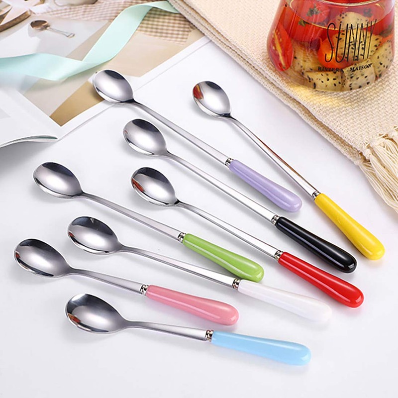 Goeielewe Set of 8 Dinner Spoons, Stainless Steel Iced Teaspoon