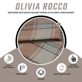 Olivia Rocco Recycled Picnic Blanket Check Stripe Design Super Soft Cosy Sofa Bed Camping Beach Garden Throw, 130x 150 cm