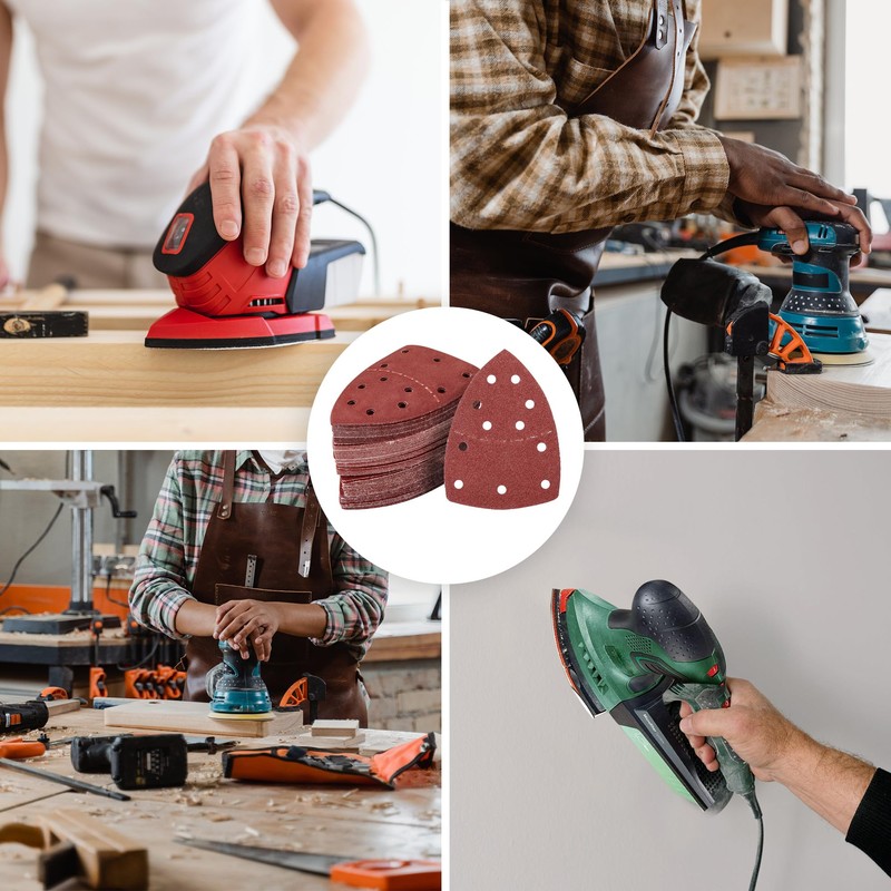 100 Pieces Mouse Sander Sheets, Triangle Hook and Loop Sanding