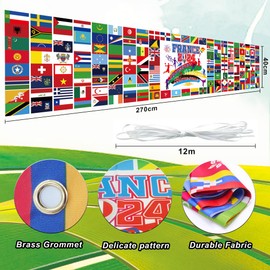 AFYHH Flag Banner Decorations Frence Welcome Banner France 2024 World Country Flag Banners for 2024 France Summer Games Decoration 270x40cm Summer Party Games Decorations Indoor Outdoor