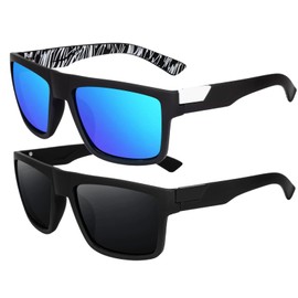 Sunglasses Mens, Polarised Men 2 Stylish Sunglasses, Can Be Used For Driving, Riding And Other Occasions (Black Frame Ice Blue, Black Frame)