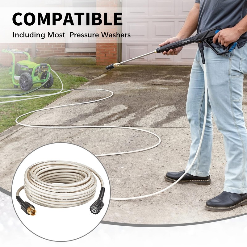 65FT Upgraded Extra Long Pressure Washer Hose 1/4 Inch, 3000