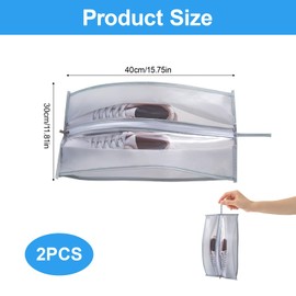wilcractk 2 Stück Schuhbeutel, Wiederverwendbare PVC Schuhbeutel Reise, Staubdichte Aufbewahrungstasche für Koffer, Sport, Yoga (40x30 cm) Design mit Fenster und Schnur