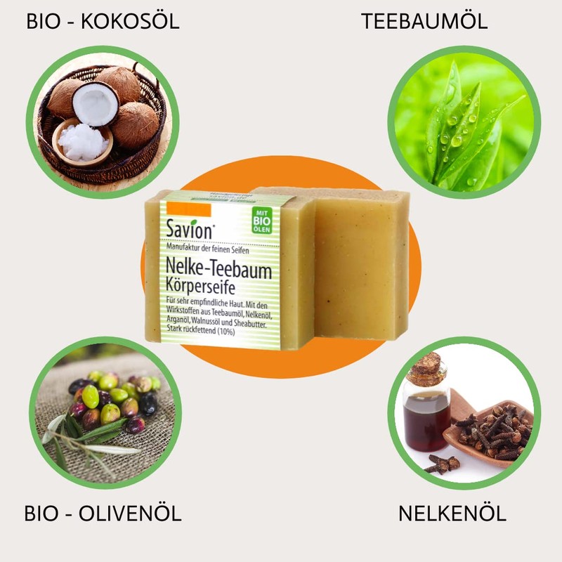 Savion Carnation Tea Tree Body Soap for Sensitive Skin, 80