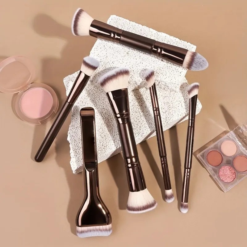 Juego 6 Brochas De Maquillaje Nylon Para Rostro
