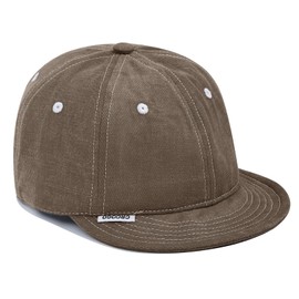 Clakllie Soft Top Sports Hat Short Brim Baseball Cap Snapback Lightweight Trucker Hat Flat Brim Hat for Men Women,Brown