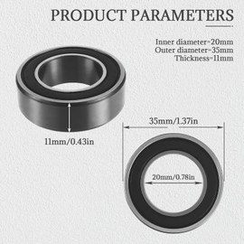 HUAREW Wheel Flange Ball Bearing 20 x 35 x 11 mm Ball Bearing for All Types of Industrial Equipment, Transport Vehicles, Machines (Pack of 4)