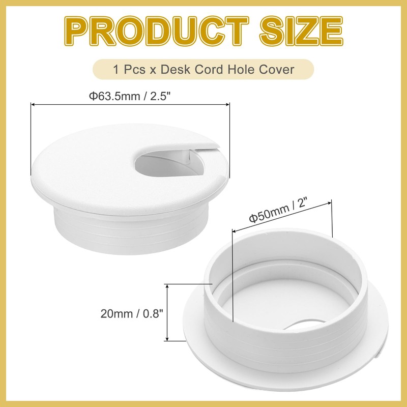 MECCANIXITY Desk Hole Grommet 2 Inch(50mm), ABS Plastic Round Desk