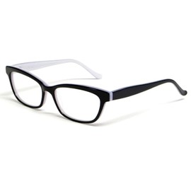 Calabria Viv Collection 816 Cat-Eye Blue Light Blocking Reading Glasses +0.00 Black Pearl White Men Women