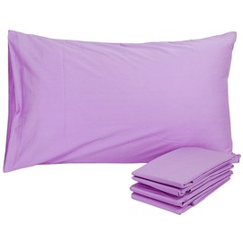 mookaitedecor 100% Cotton Light Purple Pillow Cases 2 Pack, 400 Thread Count Queen Size Large Pillow Cases Envelope Solid Colour Pillowcases Cushion Covers for Bedroom Sofa 20 x 30 Inches Pillow Case