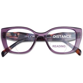 FONHCOO Bifocal Reading Glasses for Women, Blue Light Clear Top Computer Readers Anti UV/Eyestrain Eyewear with Spring Hinge(Purple 2.5)