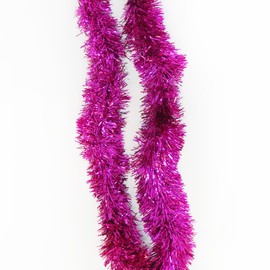 Trimming Shop 6.5ft/2m Rose Pink Christmas Tinsel Garland Shiny Metallic Fine Foil Twist Xmas Tree Garland for Festive Party, Holiday Celebration, Indoor & Outdoor Hanging Decorations